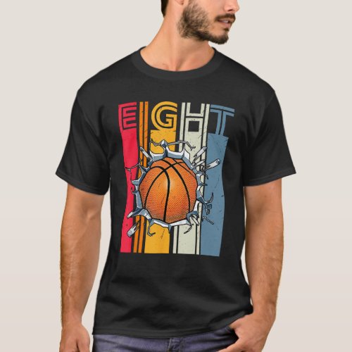 8th Birthday Decorations For Boys Basketball Eight T_Shirt