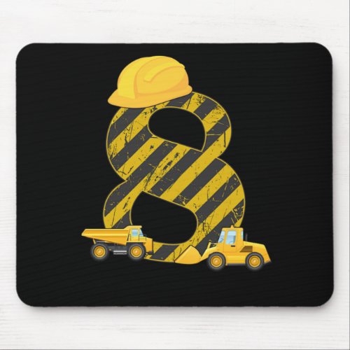 8th Birthday Digger 8 Years Builder Excavator Gift Mouse Pad