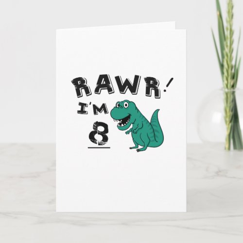 8th Birthday Dinosaur Gift for 8 Year Boys Kids Card