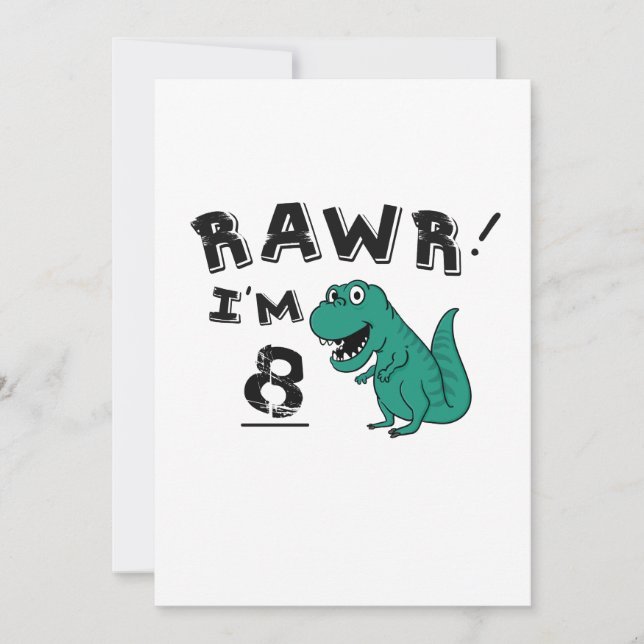 8th Birthday Dinosaur Gift for 8 Year Boys Kids Card (Front)