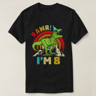 8th Birthday Dinosaur T Rex Rawr I'm 8 For Boys  T-Shirt