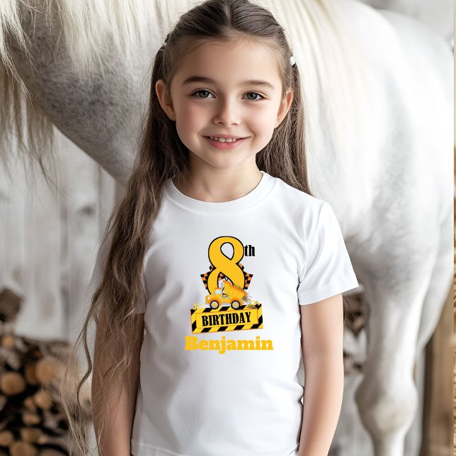 8th Birthday Dump Druck construction theme Party  T-Shirt (Creator Uploaded)