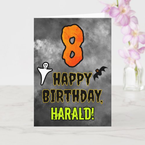 8th Birthday Eerie Halloween Theme  Custom Name Card