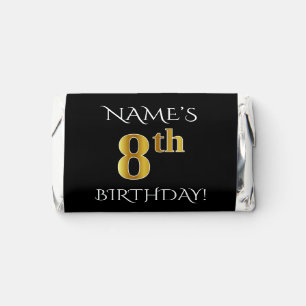 8th Birthday — Elegant, Faux Gold Look 8 + Name Hershey's Miniatures