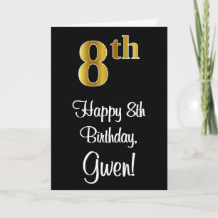 8th Birthday ~ Elegant Luxurious Faux Gold Look # Card