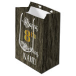 [ Thumbnail: 8th Birthday: Faux Gold Look & Faux Wood Pattern Gift Bag ]