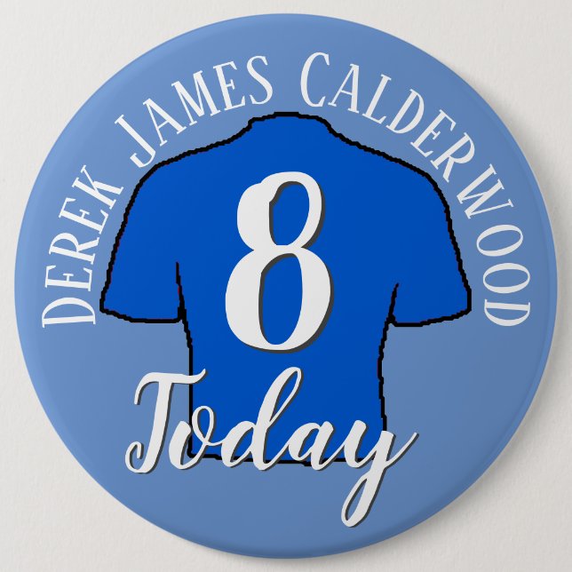 8th Birthday Football Badge to Personalise Button (Front)