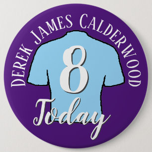 8th Birthday Football Badge to Personalize Button