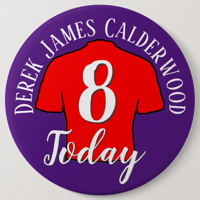 8th Birthday Football Badge to Personalize Button (Front)