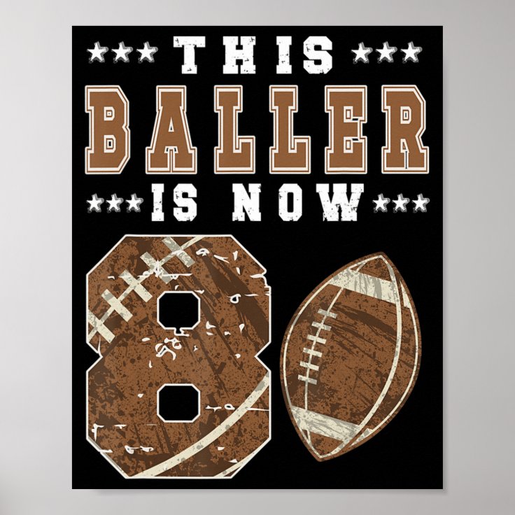 8th Birthday Football Boy Eight Year Old Football Poster Zazzle