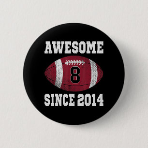 8th Birthday Football Player 8 Years Old Vintage R Button