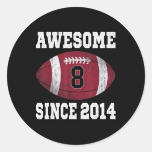 8th Birthday Football Player 8 Years Old Vintage R Classic Round Sticker