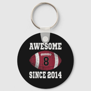 8th Birthday Football Player 8 Years Old Vintage R Keychain