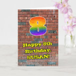 [ Thumbnail: 8th Birthday: Fun Graffiti-Inspired Rainbow 8 Card ]