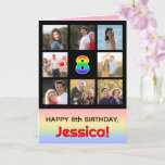 [ Thumbnail: 8th Birthday: Fun Rainbow #, Custom Photos + Name Card ]