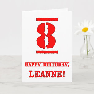 8th Birthday: Fun, Red Rubber Stamp Inspired Look Card