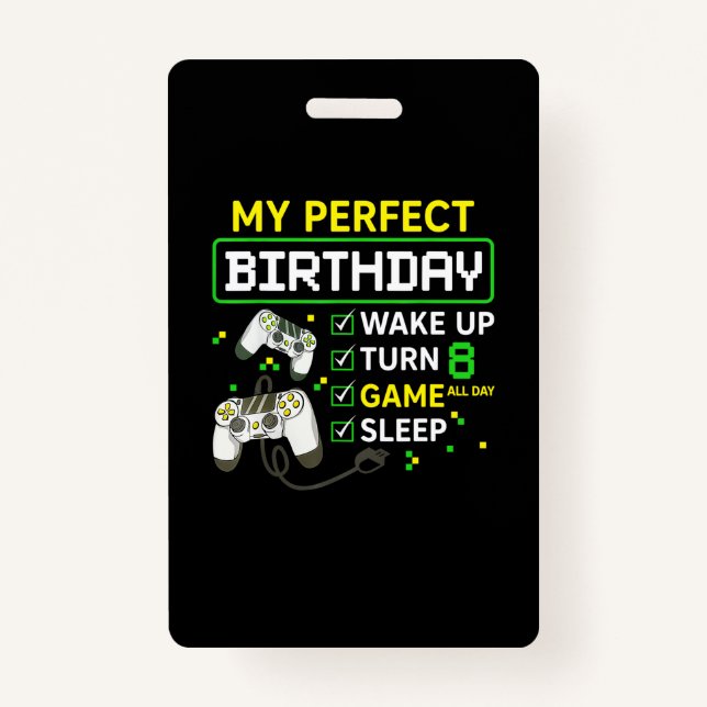 8th Birthday Gaming Boy Birthday gift for gamer Badge (Front)