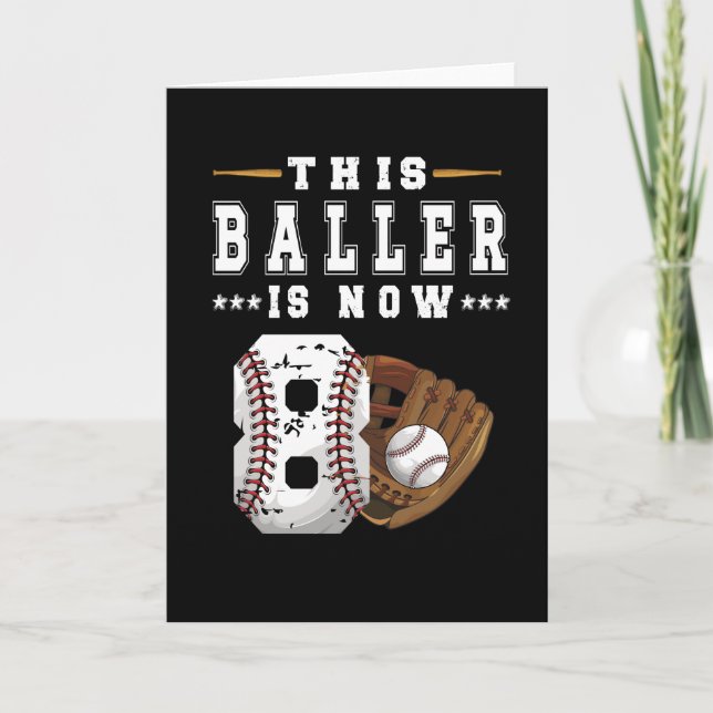 8th Birthday Gift Baseball Player 8 Year Old Boy Card (Front)