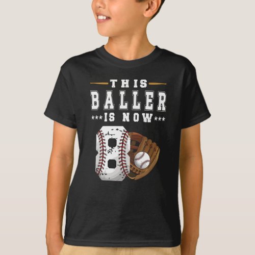 8th Birthday Gift Baseball Player 8 Year Old Boy T_Shirt