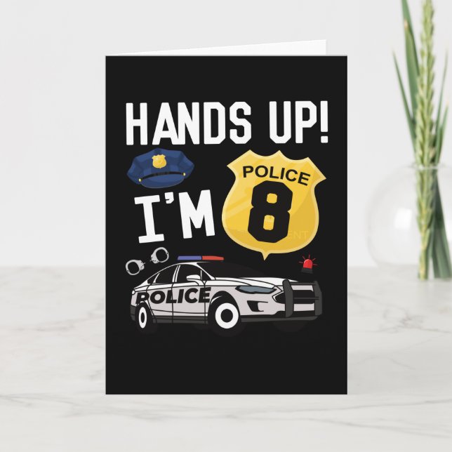 8th Birthday Gift Police Officer 8 Year Old Boy Card (Front)
