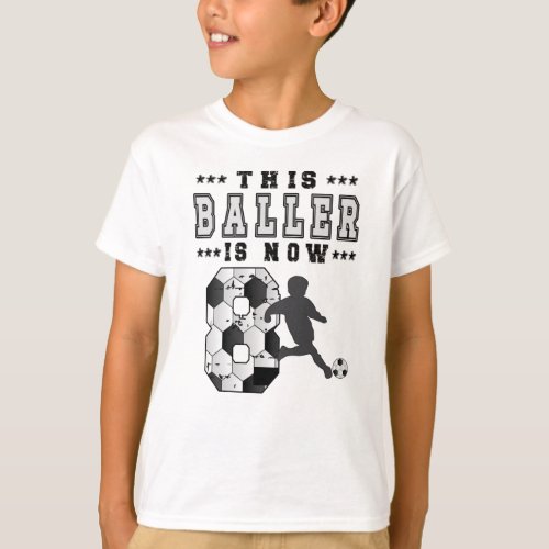 8th Birthday Gift Soccer Player 8 Year Old Boy T_Shirt