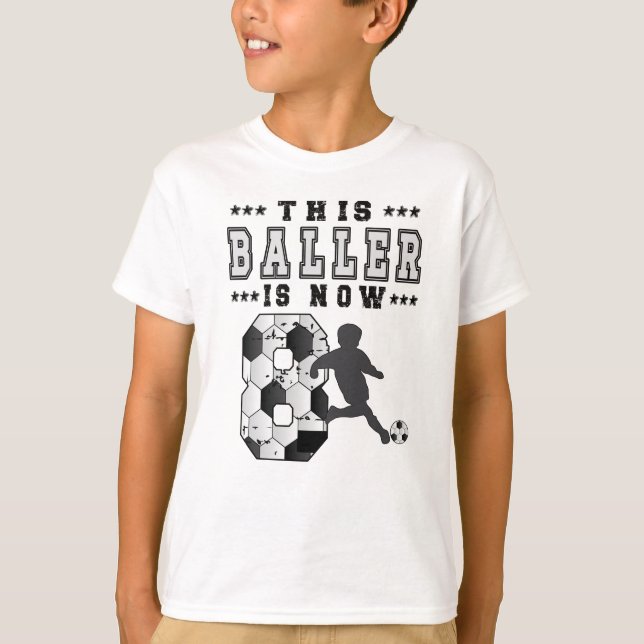 8th Birthday Gift Soccer Player 8 Year Old Boy T-Shirt (Front)