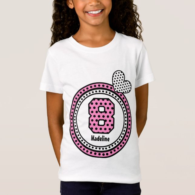 8th Birthday Gift Stars Heart Custom Name V1R T-Shirt (Front)