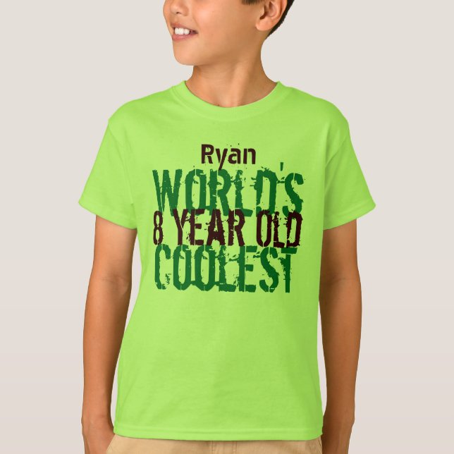 8th Birthday Gift World's Coolest 8 Year Old Boy T-Shirt (Front)