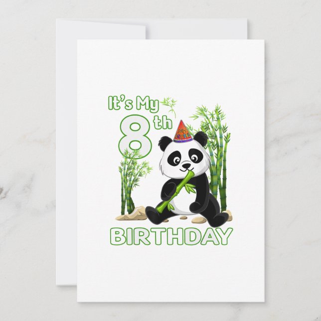 8th Birthday Gifts 8 Years Old Party Animal Panda  Invitation (Front)