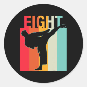 8th Birthday Gifts Karate Retro Taekwondo Martial Classic Round Sticker