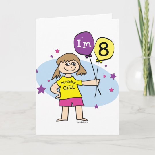 8th Birthday Girl Card | Zazzle.com