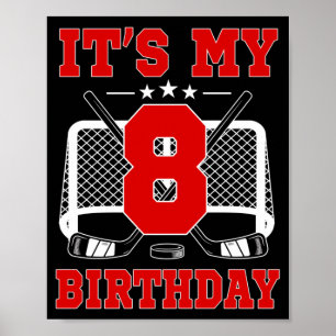 8th Birthday Girl Ice Hockey Theme 8 Year Old Poster