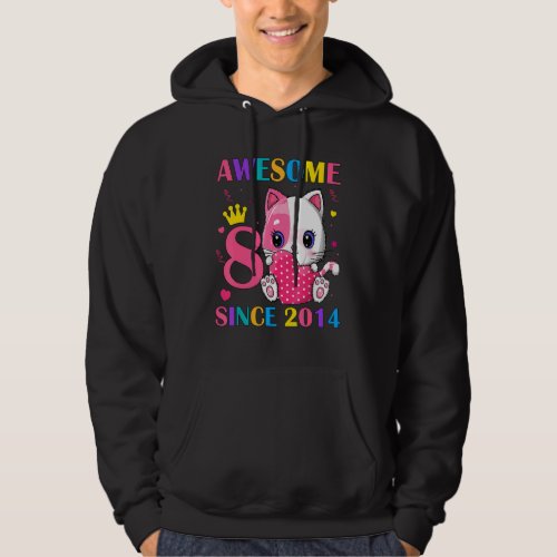 8th Birthday Girls 8 Years Old Awesome Since 2014  Hoodie