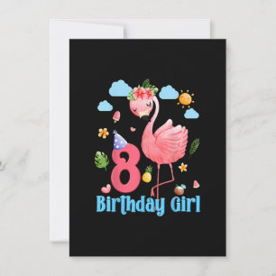 8th Birthday Girls Flamingo 8 Years Old Tropical F Invitation