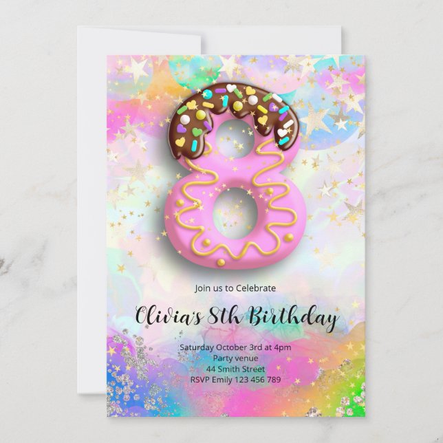 8th Birthday Girls Invitation (Front)