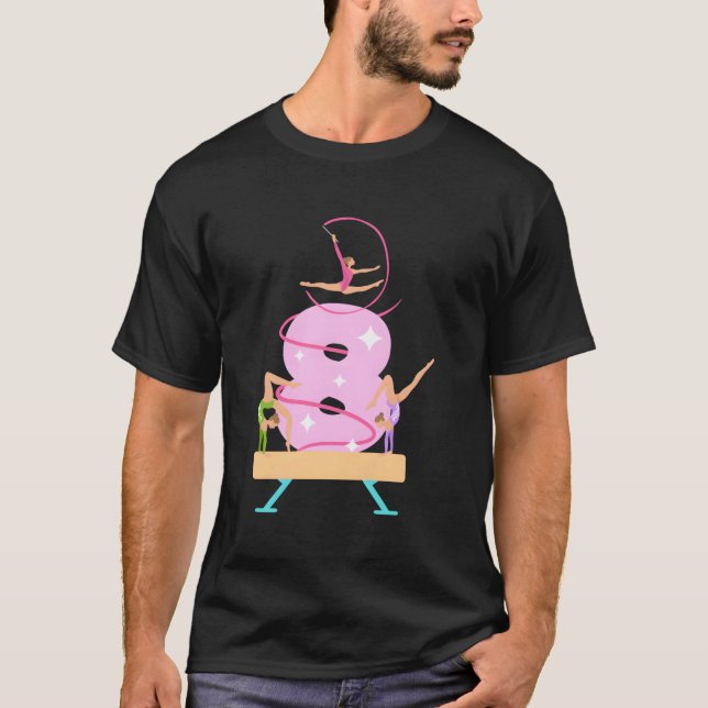 8Th Birthday Gymnastics Girl Eight Year Old Gymnas T-Shirt (Front)