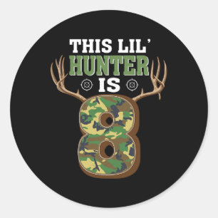 8th Birthday Hunting Deer 8 Year Old Hunter Classic Round Sticker