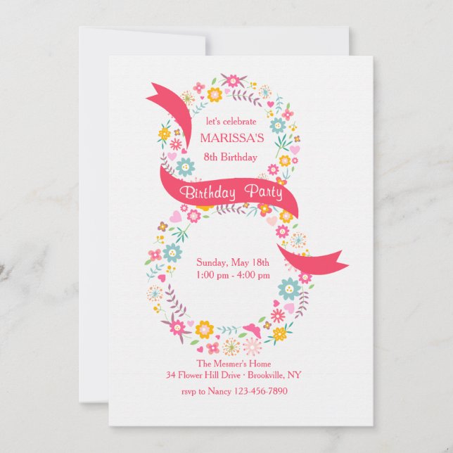 8th Birthday Invitation (Front)