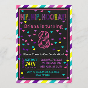 8th Birthday Invitation for a Girls Birthday Party