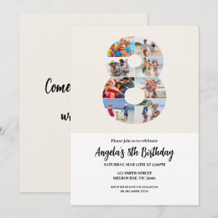 8th Birthday Invitation Minimalist - Number 8