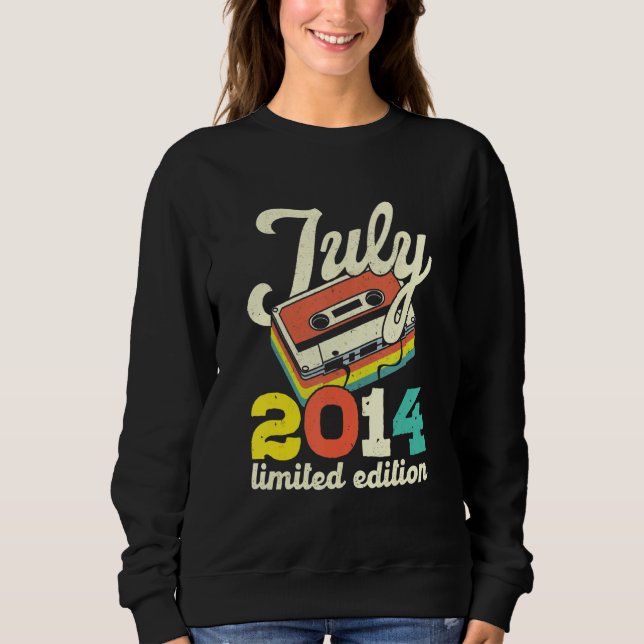 8th Birthday July 2014 Vintage Cassette Sweatshirt (Front)