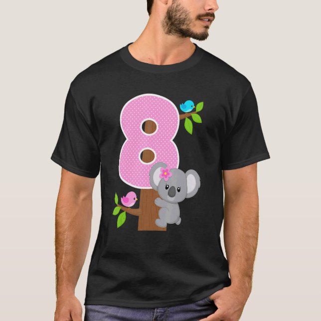 8th Birthday Koala Bear 8th Birthday Girl Koalas B T-Shirt (Front)