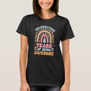 8th Birthday Leopard Rainbow 8 Years Of Being Awes T-Shirt