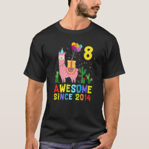 8th Birthday Llama Llamazing Awesome Since 2014 8 T-Shirt