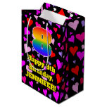 [ Thumbnail: 8th Birthday: Loving Hearts Pattern, Rainbow # 8 Gift Bag ]