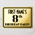 [ Thumbnail: 8th Birthday Party: Art Deco Look “8” and Name Invitation ]