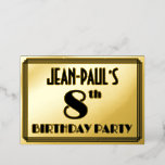 [ Thumbnail: 8th Birthday Party — Art Deco Look “8” + Name Invitation ]
