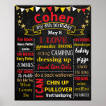 8th Birthday Party Chalk Board Sign For A Boy at Zazzle