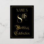 [ Thumbnail: 8th Birthday Party — Fancy Script & Custom Name Invitation ]