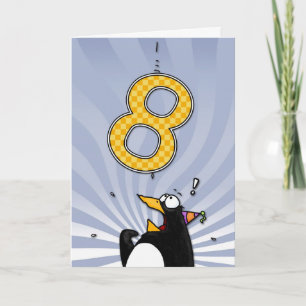 8th Birthday - Penguin Surprise Card